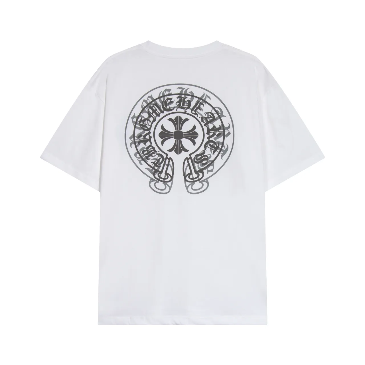 P160 Chrome Hearts Chrome Hearts Horseshoe Foam Printed Short Sleeves Size: SMLXL Color: Black White Gray
